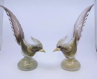 Italian Murano Venetian Sommerso Art Glass Birds Matching Pair • $225