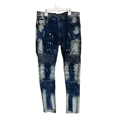 Track 23 Intelligent Design Skinny Fit Jeans Men's 34x33 Blue Acid Wash • $17.99