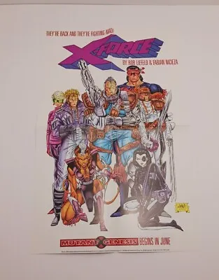 Vintage 1991 Marvel X-Force Mutant Genesis Promo Poster 14  X 22  Unused Folded • $8.99