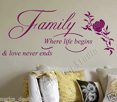 WALL QUOTES  Family  WALL DECAL STICKERS HOME WALL ART WALL QUOTE STICKERS  V82 • £11.49