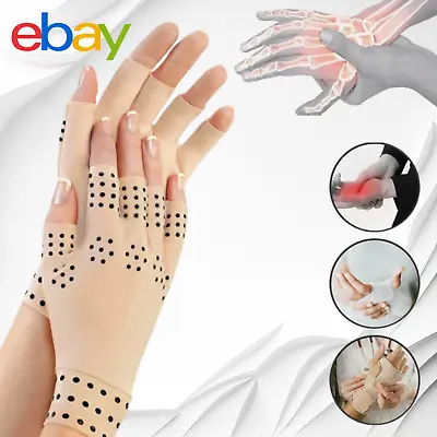 Magnetic Anti-Arthritis Compression Gloves Hand Wrist Brace Pain Relief PAIR • £3.90
