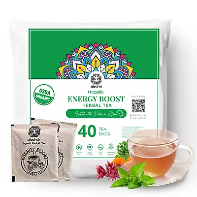 Organic Moringa Hibiscus Herbal Tea Blend Energy Booster Tea 40 Bags • $11.99