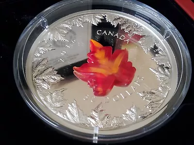 Canadian Mint Maple Leaf Murano Glass 5oz Solid Silver Coin • £220