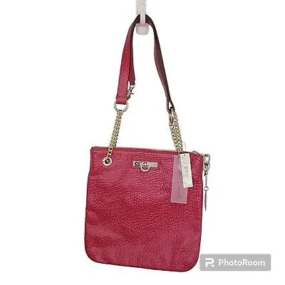 DKNY Magenta Pebbled Leather Zip Chain Shoulder Bag Womens • $40