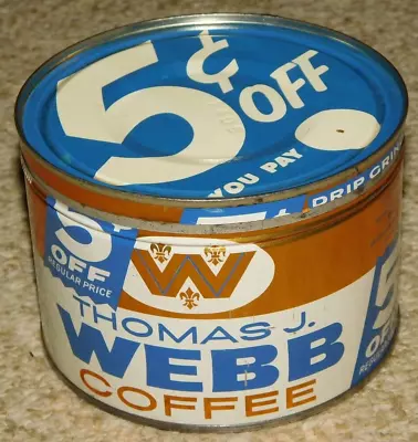 Vintage 1950S RARE BUTTER NUT THOMAS WEBB 1 LB Coffee Tin Can • $10.50