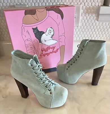 Jeffrey Campbell Nasty Gal Mint Suede Lita Platform Boot Shoes Women's Size 8M • $59.99