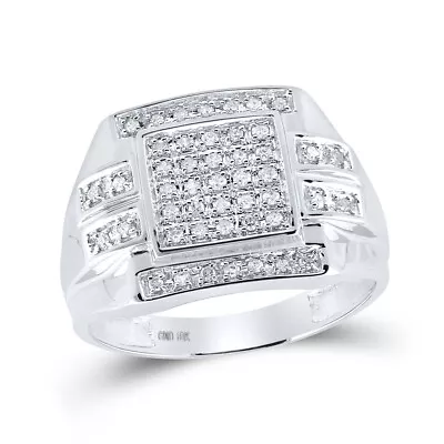 10kt White Gold Mens Round Diamond Square Cluster Ring 1/3 Cttw • $503.37