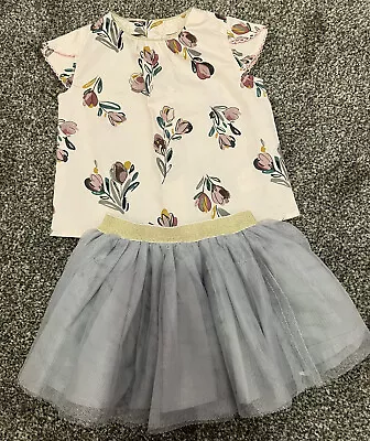 Mamas And Papas Baby Girl 2 Piece Outfit Set Top And Tutu Style Skirt 0-3 Months • £9.50