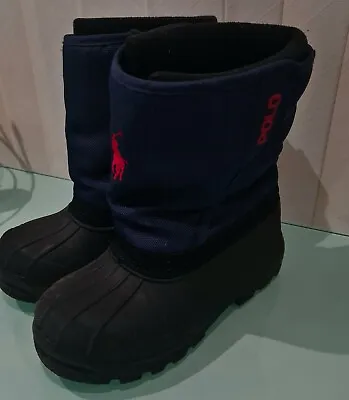 POLO Ralph Lauren Kids Snow Boots Navy & Black Size 13.5 Textile & Rubber RRP£90 • £35.99