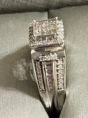 $800 • Buy Zales 14K White Gold Princess, Baguette, Brilliant Cut Diamond Ring 1.00 Ct
