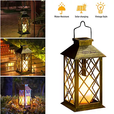 Solar Lantern Hanging Light LED Outdoor Yard Patio Garden Decor Lamp Waterproof • $15.48