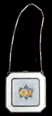 £223.08 • Buy Gorgeous Vintage Sterling Silver Guilloche Enamel Compact Purse