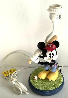 Mickey Mouse LAMP Vintage Disney Light 13” Tall Holding Baseball Bat HTF • $49.99