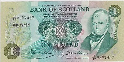P111a BANK OF SCOTLAND 1971 £1 BANKNOTE IN NEAR MINT CONDITION. • £30