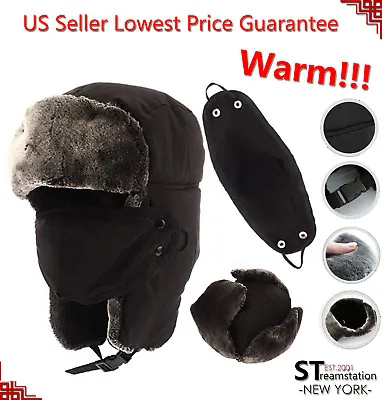 L&M Mens Winter Hat Trapper Aviator Russian Trooper Earflap Warm Ski W/Mask LFM • $11.99