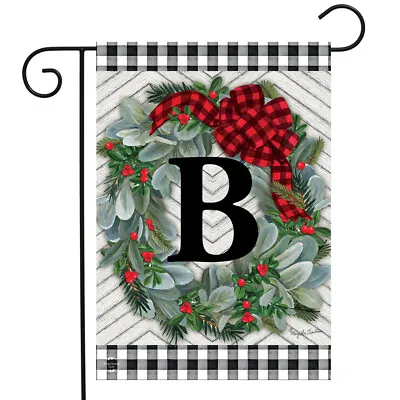 Winter Wreath Monogram Letter B Garden Flag 12.5  X 18  Briarwood Lane • $9.86