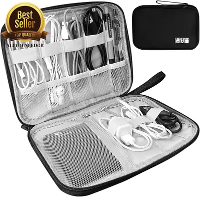 Electronics Cable Accessories Organizer Bag Universal Gadget USB Portable Black • £9.99