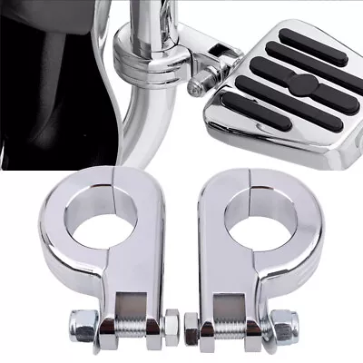 Chrome Foot Peg Mount Clamp Bracket For Harley 1 1/4  Highway Engine Crash Bar • $19.69