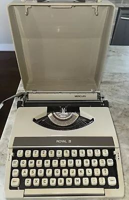 Vintage 1970s Royal Mercury Typewriter Portable W/ Cover Case Tan Made In Japan • $70