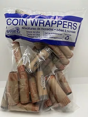 36 Rolls Preformed Coin Wrappers ASSORTED Paper Tubes Quarter Penny Nickel Dime • $3.99