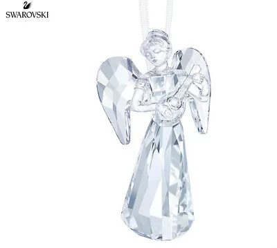 $159 • Buy NIB Swarovski A.E. 2018 Angel With Lute Playing Crystal Clear Ornament #5397776