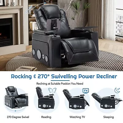 270 Degree Swivel PU Leather Power Recliner Seat Home Theater Recliner Chair • $656.67