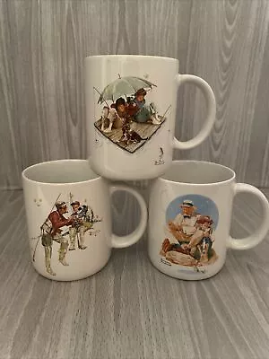 Vtg Norman Rockwell Coffee Mugs Cups FIshing Theme Lot Of 3 Museum Collections • $9.99