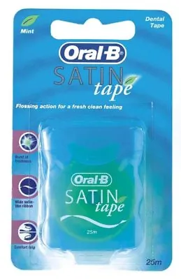 Oral-B Satin Tape Dental Floss Wide Satin Like Ribbon Mint Flavor 27 Yds 6 Pack • $21.88
