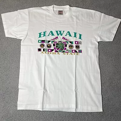 VINTAGE Hawaii Shirt Size Large White Single Stitch USA Made Aloha State • $11.99