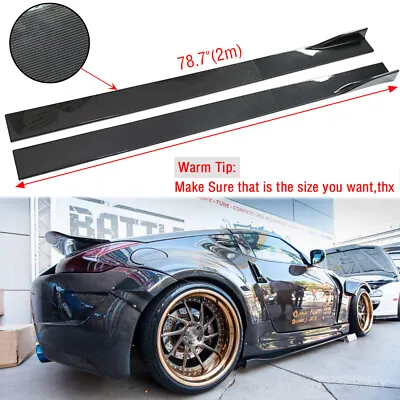 For Nissan 350Z 370Z 79  Side Skirt Extension Rocker Panel Splitter Carbon Fiber • $131.23