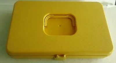 Retro Mustard Yellow Wilson Wil-Hold Sewing Supplies Thread Box Tote • $9.10