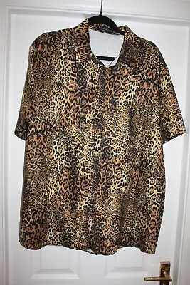 Men's Short Sleeved Leopard Print Shirt Size Xxl 52 Chest In Excellent Condition • £10.99