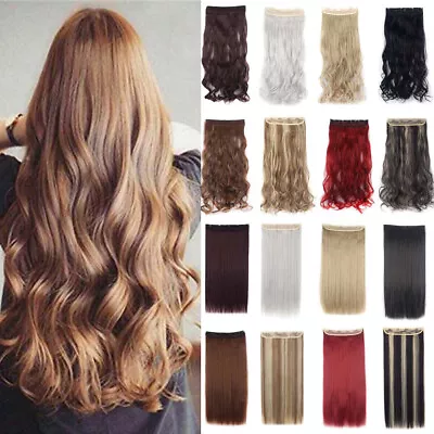 $9.39 • Buy Straight Curly Clip In On Hair Extensions Clip In One Piece Half Head Hairpieces