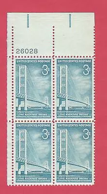 U.s. Scott 1109 Mnh 3 Cent Plate Block Of 4 1958-  Mackinac Bridge  • $1.20