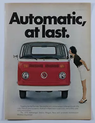 1973 Volkswagen Bus Vintage Finally A Automatic Vintage Original Print Ad • $6.95