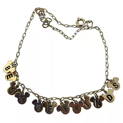 Disney Mickey Mouse   Best Of Friends   Anklet Vintage Bracelet 10  Metal Silver • $19.93