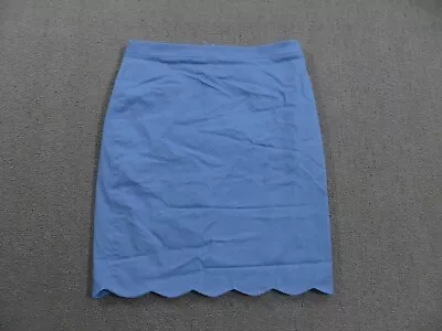 J Crew Pencil Skirt Womens Size 8 Blue Sateen Scalloped Back Zip Career Formal • $19.95