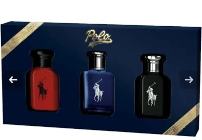 Ralph Lauren World Of Polo 3 X 40ml Men's Fragrance Gift Set  Blue Black & Red • £55