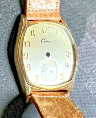 Vintage Croton NOS 10k Rolled Gold Case With Crystal Plus Dial And PigSkin Band • $0.01