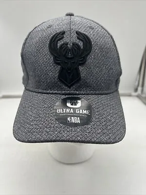 Milwaukee Bucks NBA Black Hat Cap Official Ultra Game Snapback Grey Black • $24.99