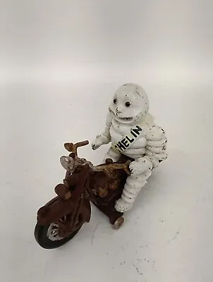 Vintage Cast Iron Michelin Man On Motorcycle Figure Ornament Advertising • £150