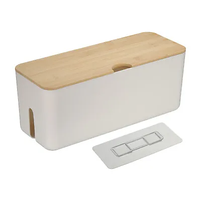 Cable Management Box Wall Mounted PS Cord Organizer Box For Home WhiteWood • £22.49