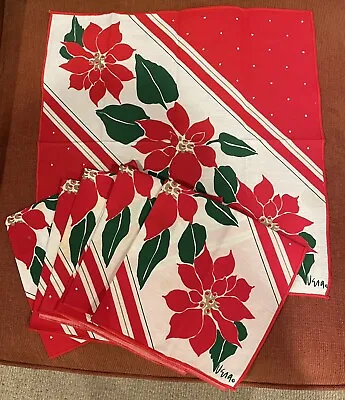 Lot (6) Vintage Vera Neumann Poinsettia Holiday Napkins New • $22