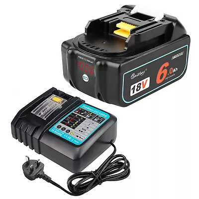 18V 6.0Ah Li-ion Battery For Makita BL1830 BL1840 BL1850 BL1860 + DC18RC Charger • £38.57