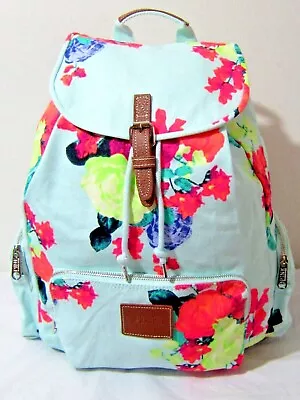 Victoria Secret Pink ROSE Blue Mint NEON Floral CARRYON BOOK BAG BACKPACK TRAVEL • $109