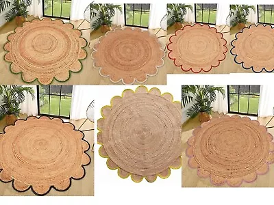 Rug Jute Round Bohemian Carpet Hand Braided Round Floor Rugs Area Rag Rug • £233.33