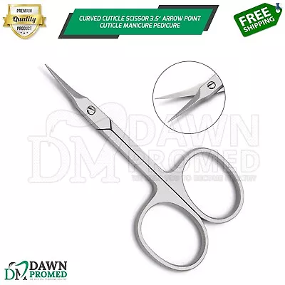 Curved Cuticle Scissor 3.5″ Arrow Point Super Sharp Manicure Pedicure German Gr • $6.98