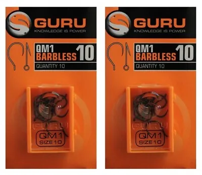 Guru QM1 Barbless Match Super Strong Eyed Hooks X2 Packs NEW *All Sizes* • £6.49