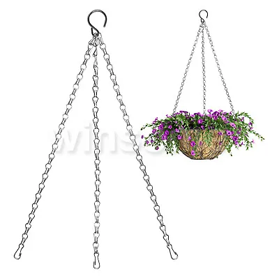 14  Garden Hanging Baskets Metal Spare Chains Replacement 3 Points Plant Pots • £2.80