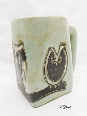 Mexican Art Pottery Coffee Cup With Unique Owls On It Signed Mara  • $17.99
